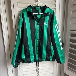 adidas Black and Green Striped Track Jacket